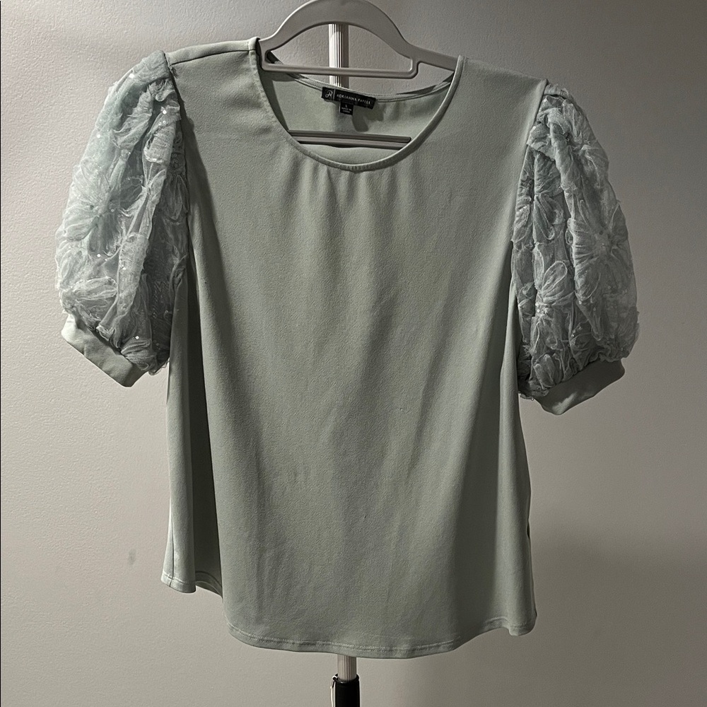 Adrianna Papell Puff Sleeve Blouse - Light Green